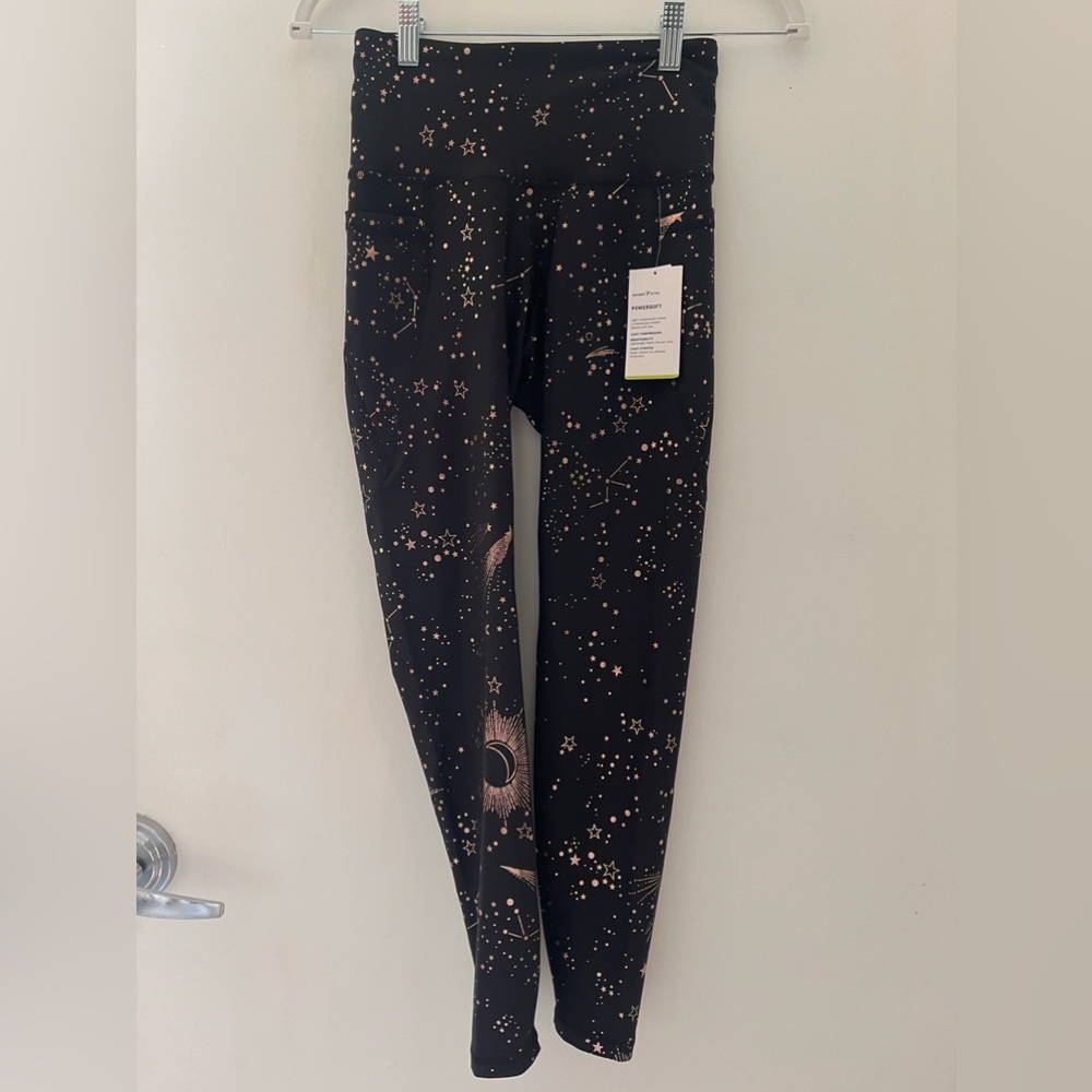 Black Metallic Constellations workout leggings